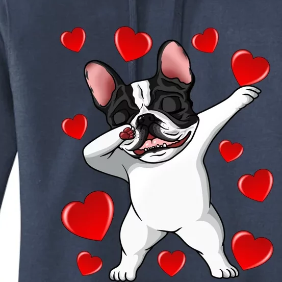 Brindle Dabbing French Bulldog Heart Valentines Day Gift Cute Gift Women's Pullover Hoodie