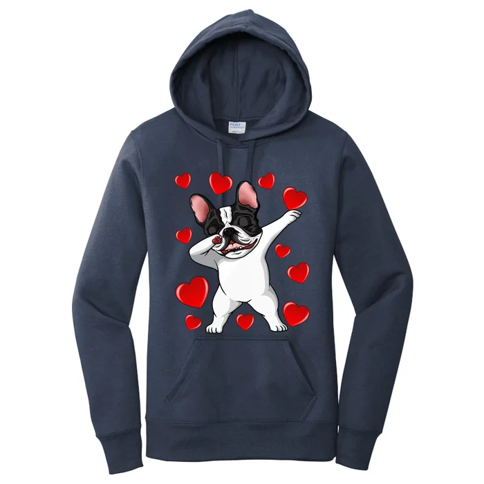 Brindle Dabbing French Bulldog Heart Valentines Day Gift Cute Gift Women's Pullover Hoodie