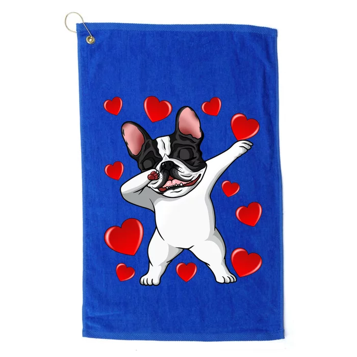 Brindle Dabbing French Bulldog Heart Valentines Day Gift Cute Gift Platinum Collection Golf Towel