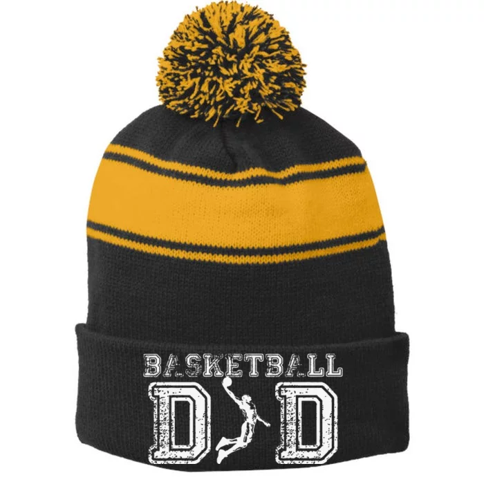 Basketball Dad Fathers Day Gift For Daddy Papa Father Stripe Pom Pom Beanie