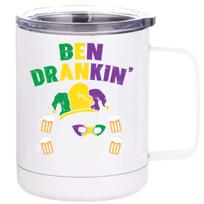 Ben Drankin Franklin Us President Funny Mardi Gras Ing Gift Front & Back 12oz Stainless Steel Tumbler Cup