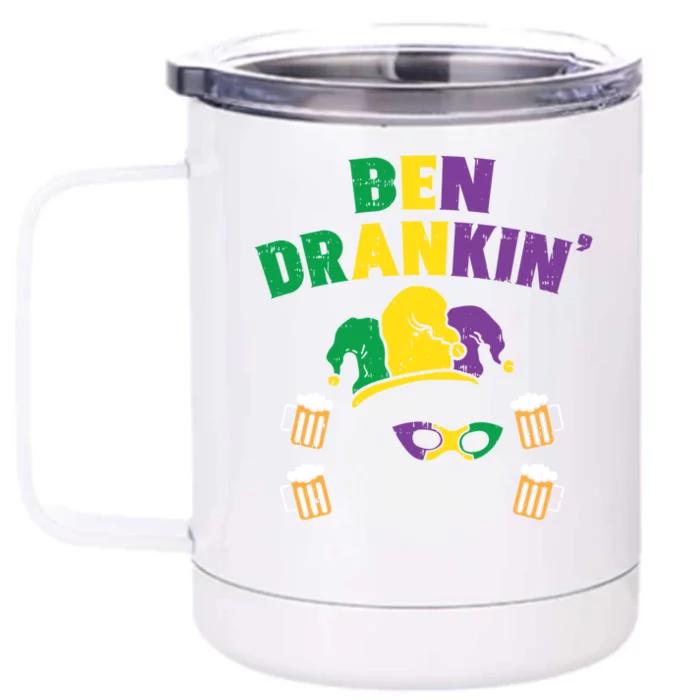 Ben Drankin Franklin Us President Funny Mardi Gras Ing Gift Front & Back 12oz Stainless Steel Tumbler Cup