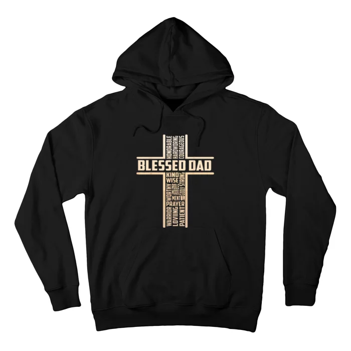 Blessed Dad Fathers Day Cross Christian Papa Pop Husband Hoodie