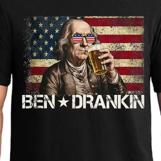 Ben Drankin Funny Beer 4th Of July Retro Usa Flag 4 July Pajama Set