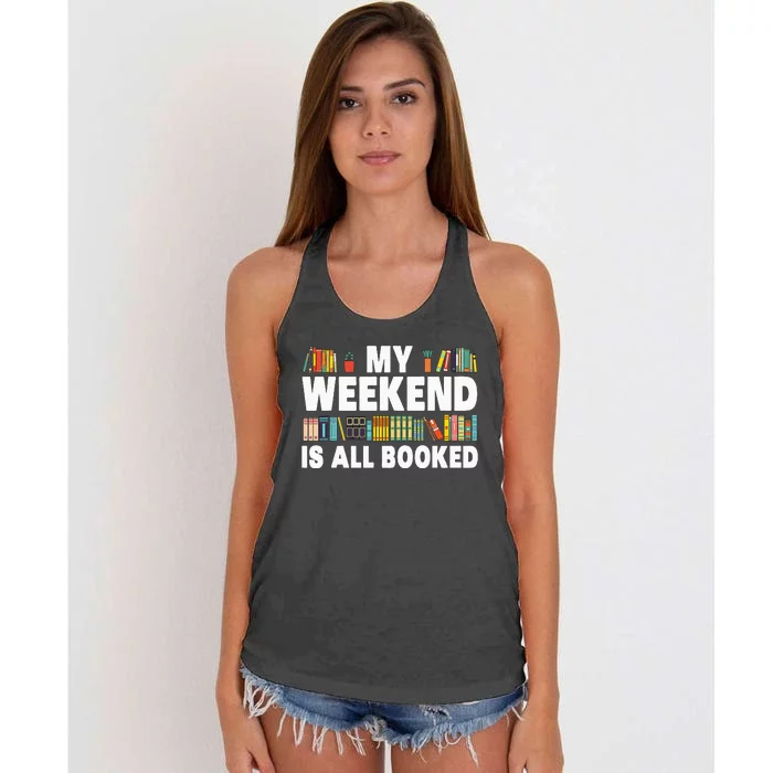 Book Design For Women Book Lover Library Reader Women's Knotted Racerback Tank