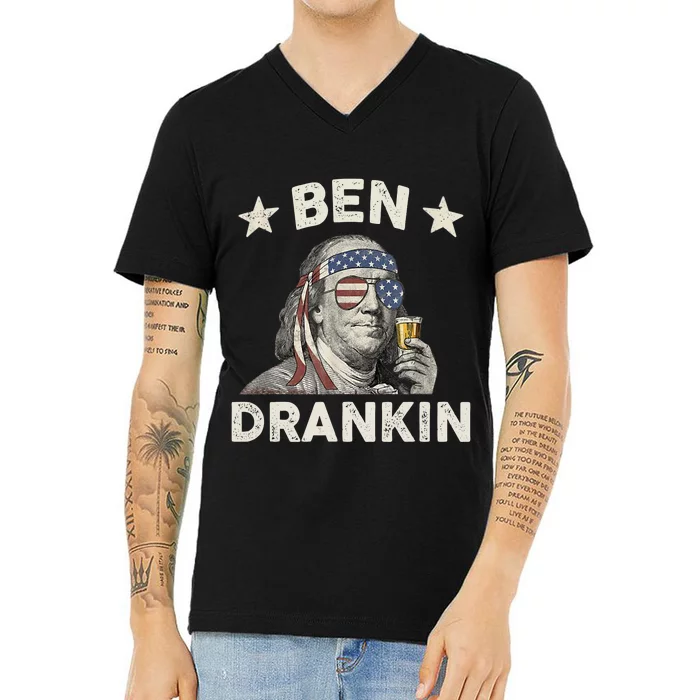 Ben Drankin Funny 4th Of July V-Neck T-Shirt