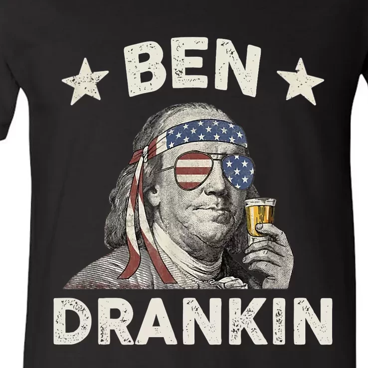 Ben Drankin Funny 4th Of July V-Neck T-Shirt