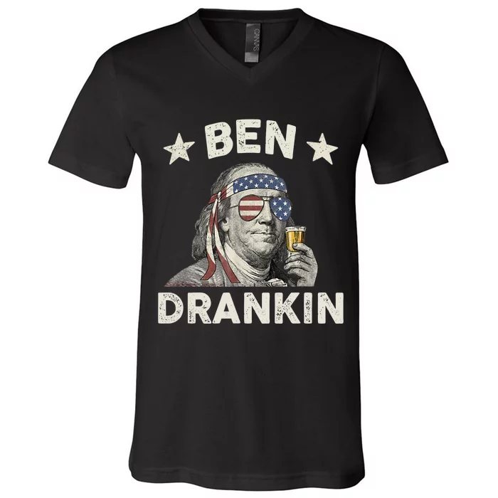 Ben Drankin Funny 4th Of July V-Neck T-Shirt