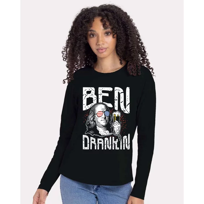 Ben Drankin Funny 4th Of July President Graphic Gift Womens Cotton Relaxed Long Sleeve T-Shirt