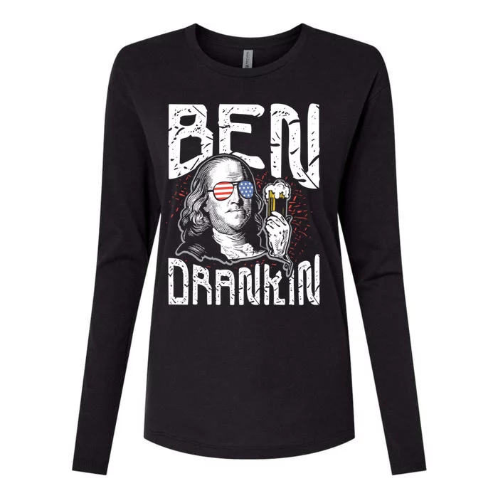 Ben Drankin Funny 4th Of July President Graphic Gift Womens Cotton Relaxed Long Sleeve T-Shirt