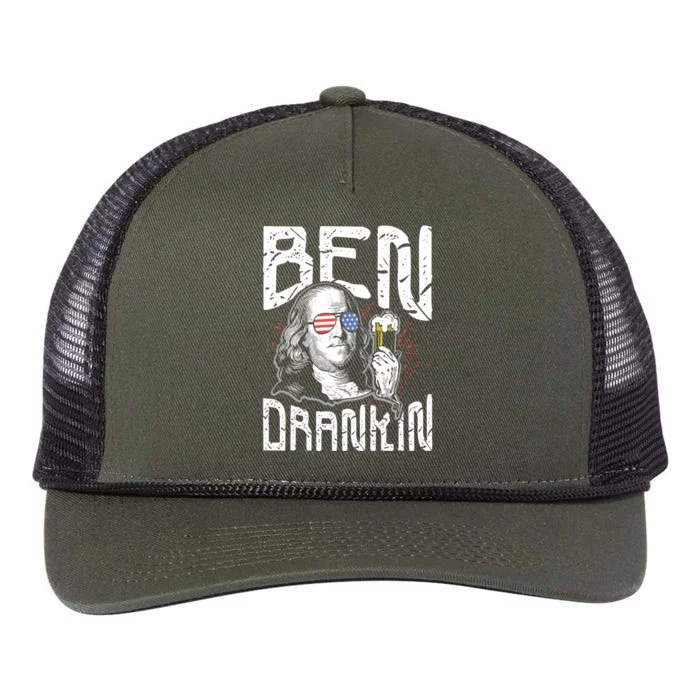 Ben Drankin Funny 4th Of July President Graphic Gift Retro Rope Trucker Hat Cap