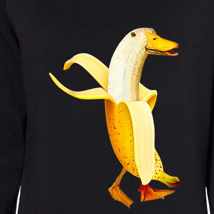 Banana Duck. Funny Anthropomorphic Fruit Animals Womens California Wash Sweatshirt