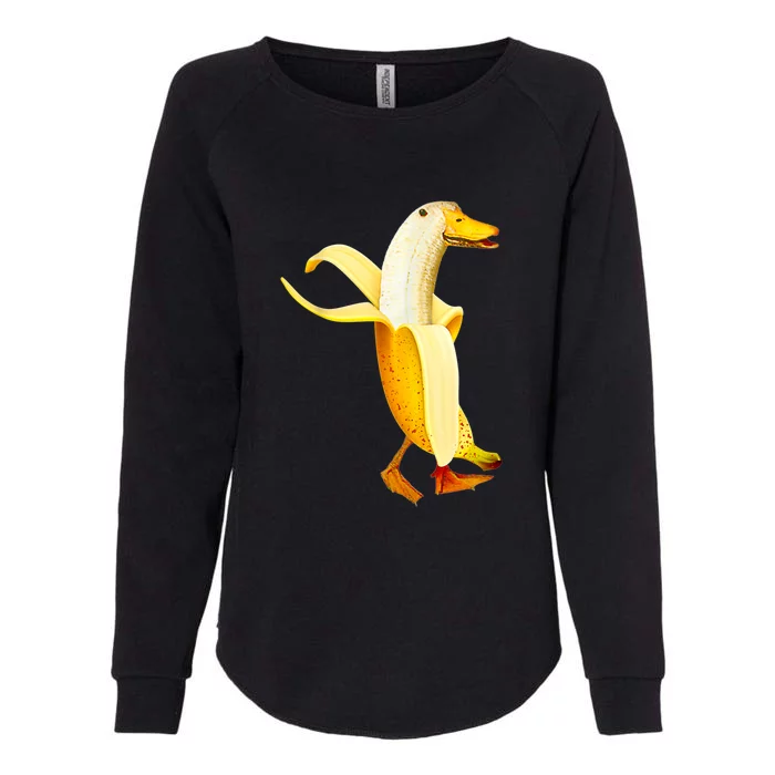 Banana Duck. Funny Anthropomorphic Fruit Animals Womens California Wash Sweatshirt