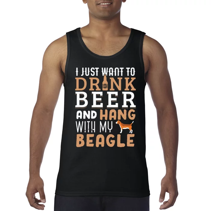 Beagle Dad Funny Fathers Day Dog Lover Gift Beer Tank Top