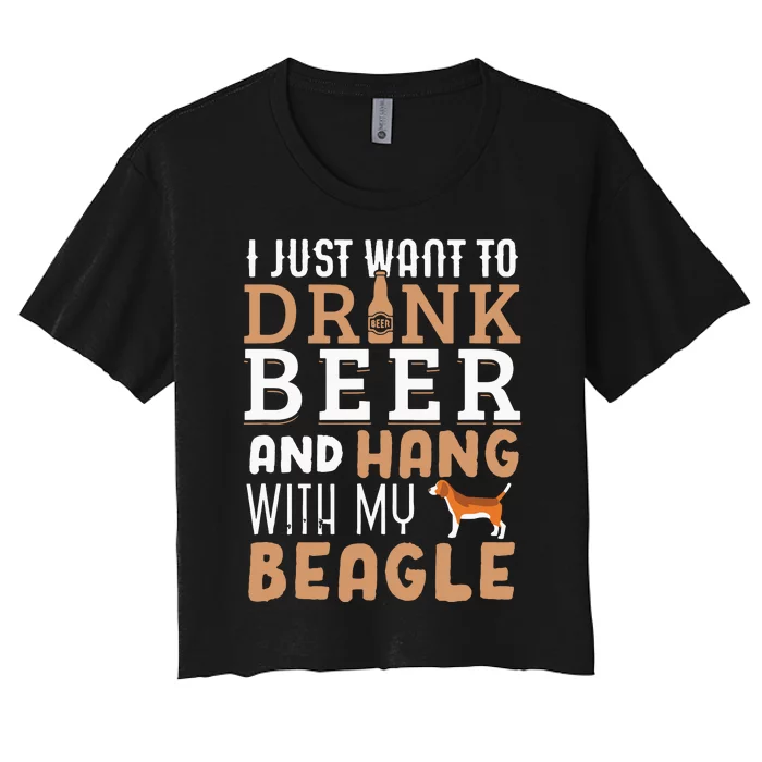 Beagle Dad Funny Fathers Day Dog Lover Gift Beer Women's Crop Top Tee