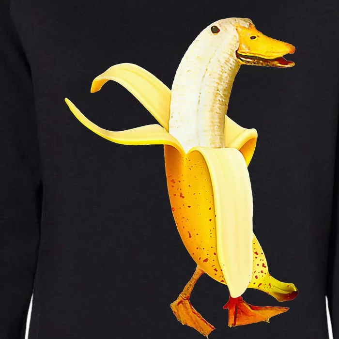 Banana Duck. Funny Anthropomorphic Fruit Animals Womens California Wash Sweatshirt