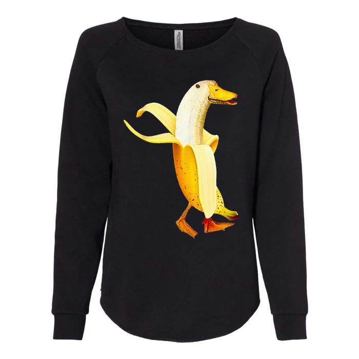 Banana Duck. Funny Anthropomorphic Fruit Animals Womens California Wash Sweatshirt