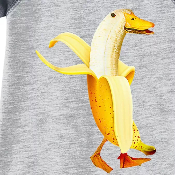 Banana Duck. Funny Anthropomorphic Fruit Animals Infant Baby Jersey Bodysuit