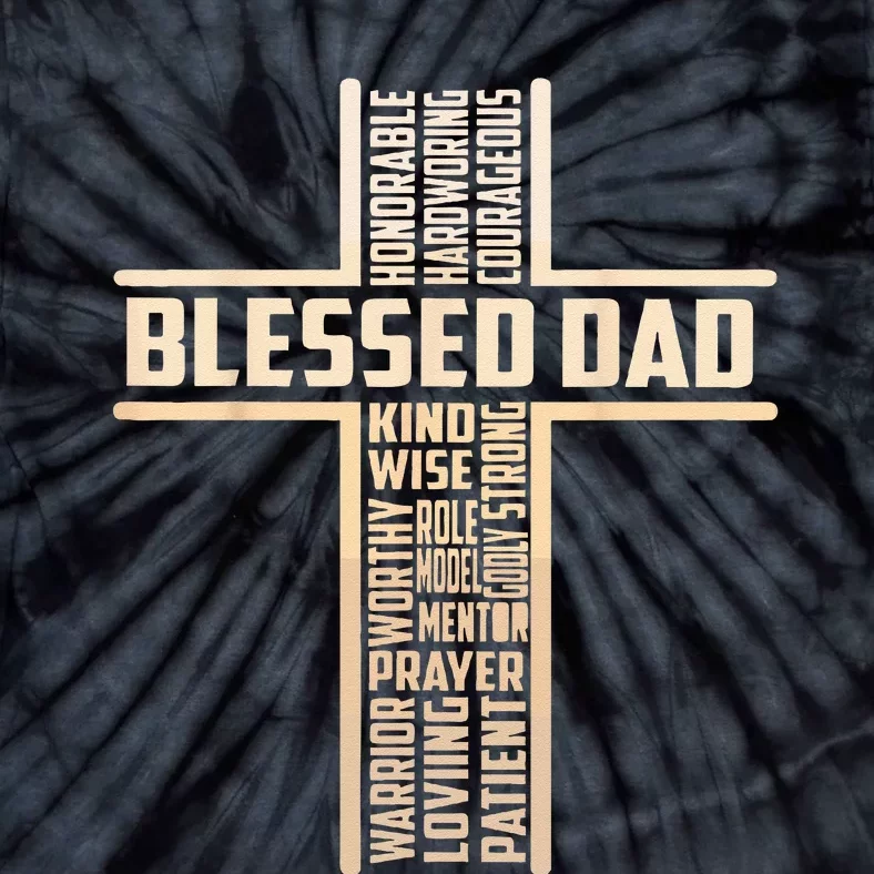 Blessed Dad Fathers Day Cross Christian Papa Pop Husband Tie-Dye T-Shirt