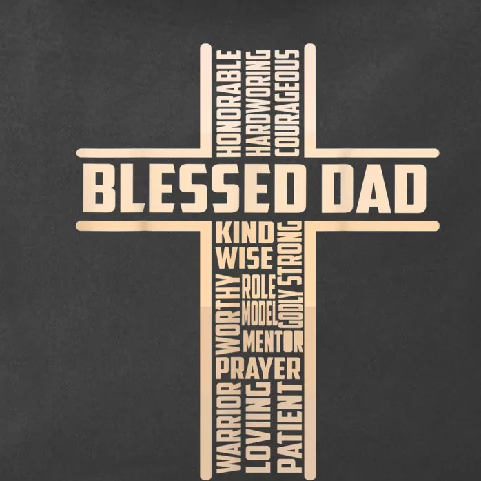 Blessed Dad Fathers Day Cross Christian Papa Pop Husband Zip Tote Bag