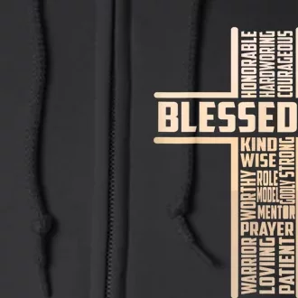 Blessed Dad Fathers Day Cross Christian Papa Pop Husband Full Zip Hoodie