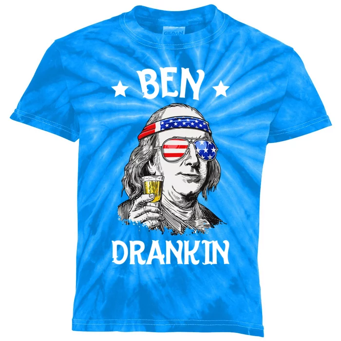 Ben Drankin Funny Fourth Of July Gift Kids Tie-Dye T-Shirt