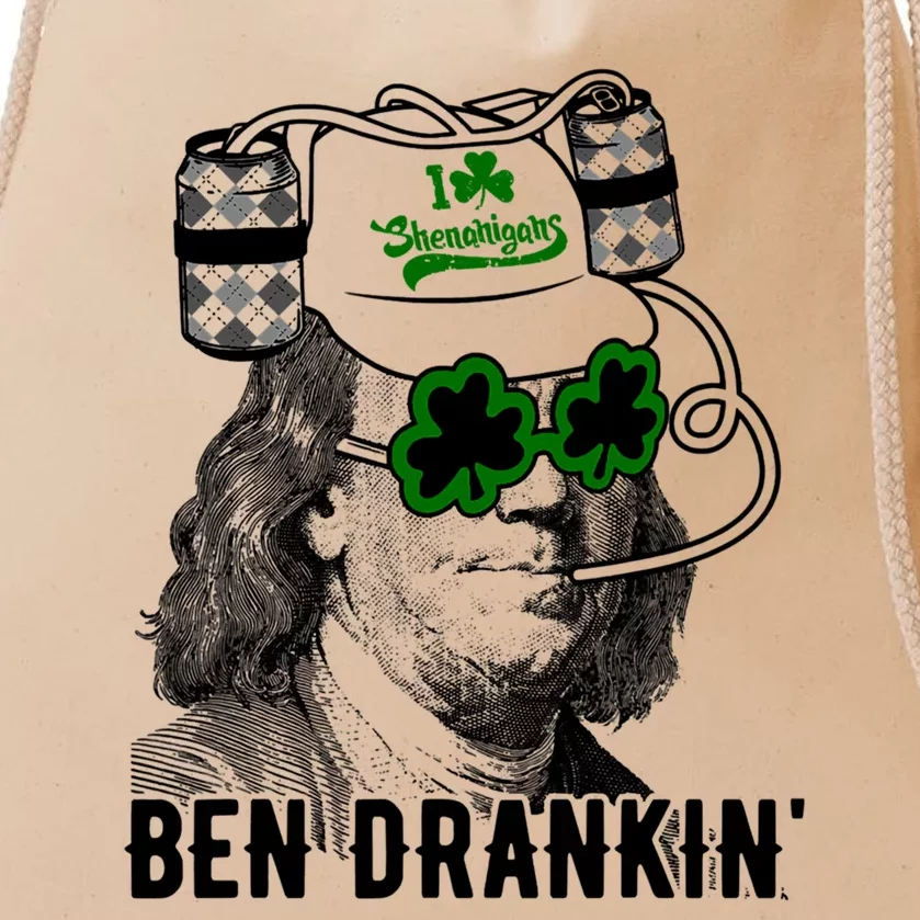 Ben Drankin Funny Green Shamrock Political St Patricks Day Gift Drawstring Bag