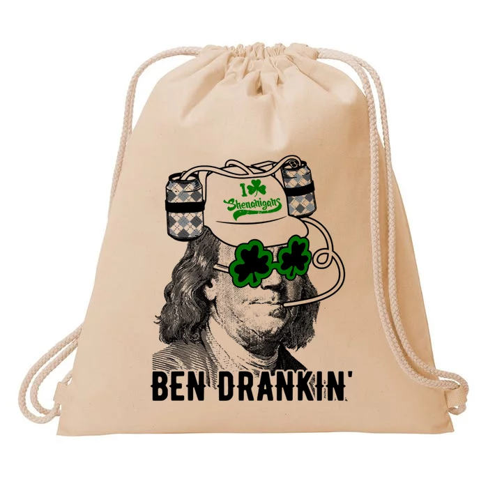 Ben Drankin Funny Green Shamrock Political St Patricks Day Gift Drawstring Bag