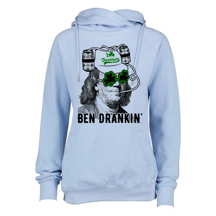 Ben Drankin Funny Green Shamrock Political St Patricks Day Gift Womens Funnel Neck Pullover Hood