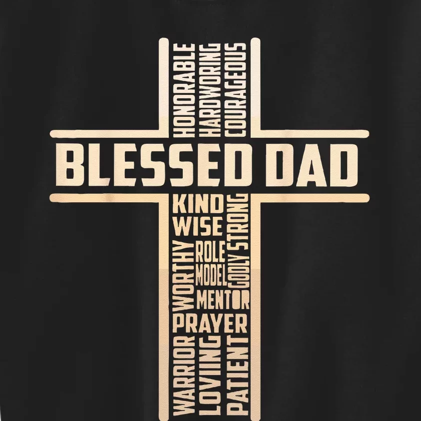 Blessed Dad Fathers Day Cross Christian Papa Pop Husband Kids Sweatshirt