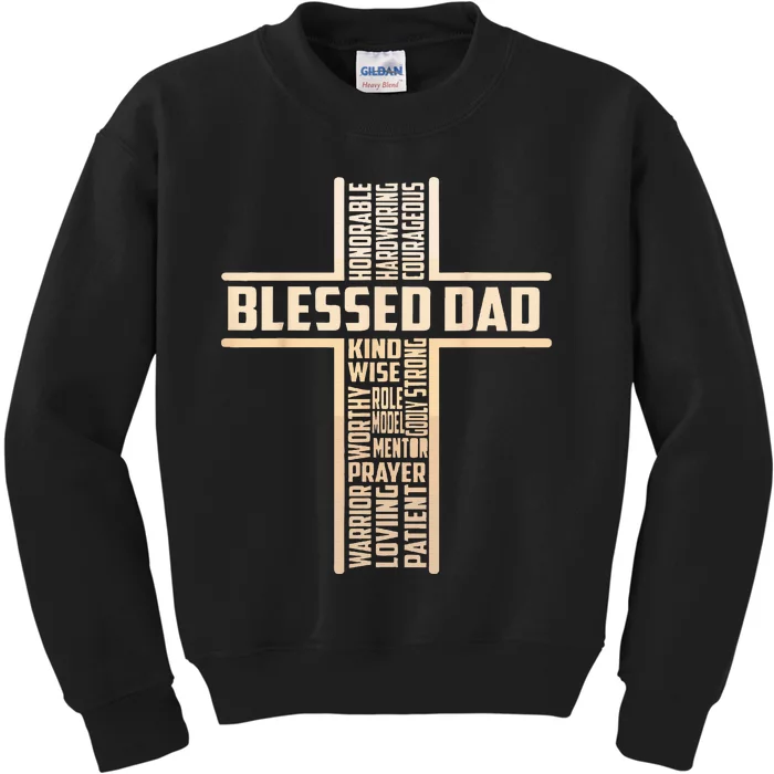 Blessed Dad Fathers Day Cross Christian Papa Pop Husband Kids Sweatshirt