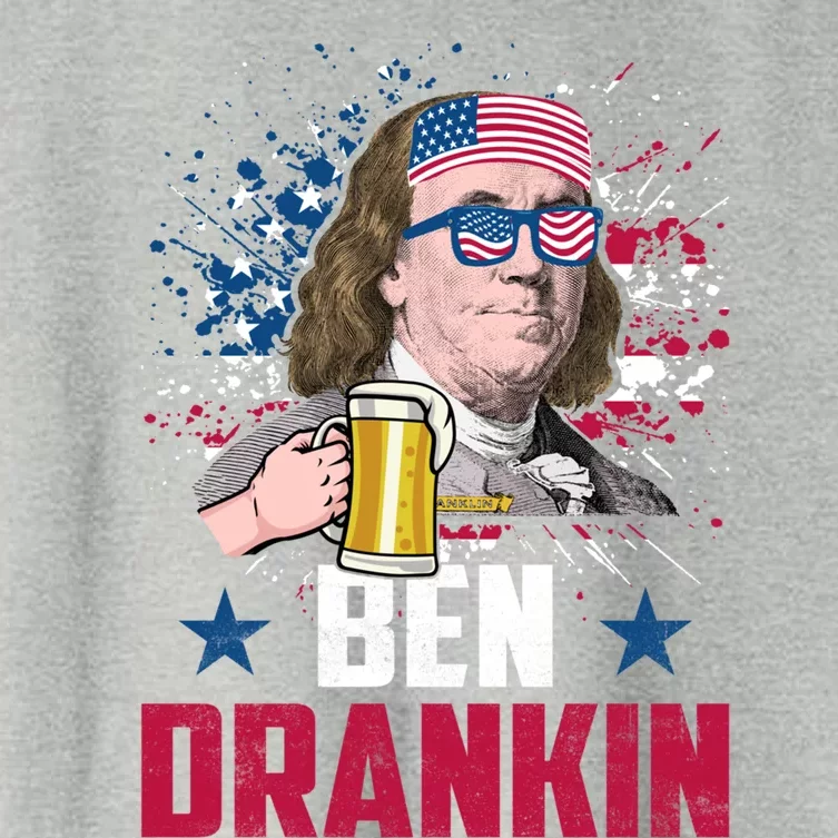 Ben Drankin Great Gift Funny Benjamin Franklin Usa 4th Of July Funny Gift Women's Crop Top Tee