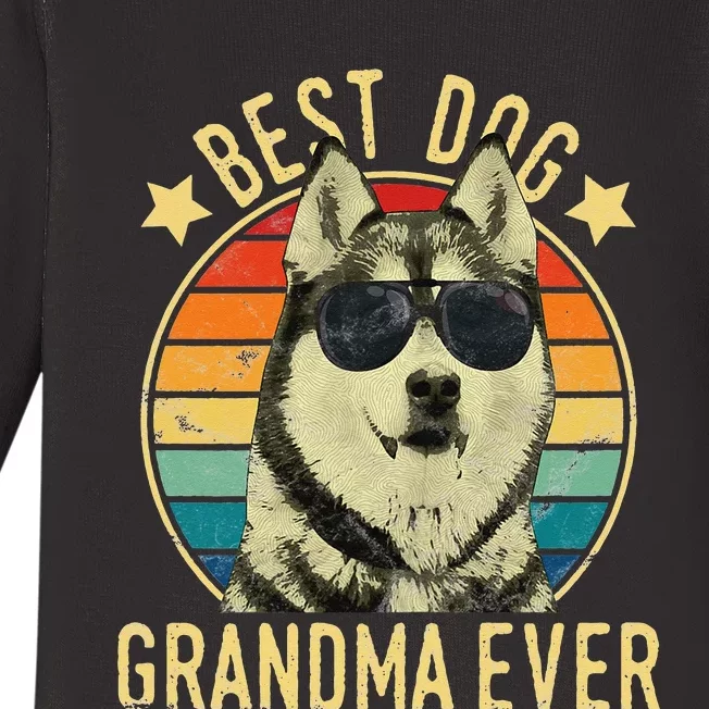 Best Dog Grandma Ever Siberian Husky Mother's Day Baby Long Sleeve Bodysuit