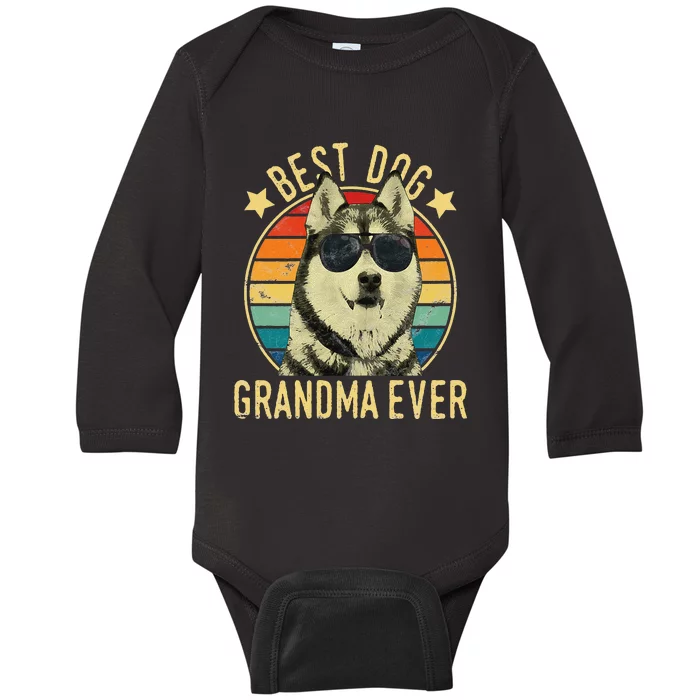 Best Dog Grandma Ever Siberian Husky Mother's Day Baby Long Sleeve Bodysuit