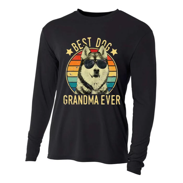 Best Dog Grandma Ever Siberian Husky Mother's Day Cooling Performance Long Sleeve Crew