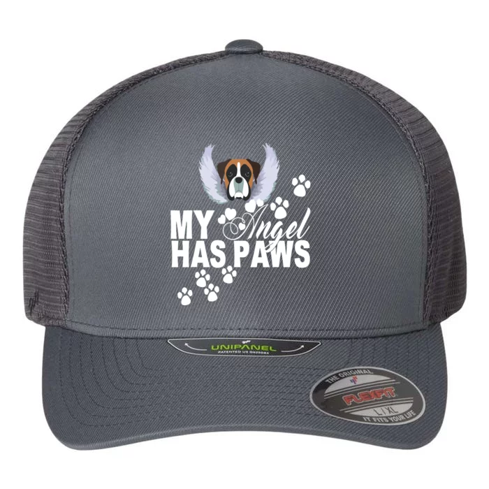 Boxer Dog Gift My Angel Has Paws Love Memorial Pet Mom Dad Flexfit Unipanel Trucker Cap