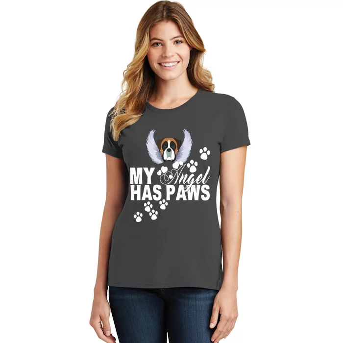 Boxer Dog Gift My Angel Has Paws Love Memorial Pet Mom Dad Women's T-Shirt