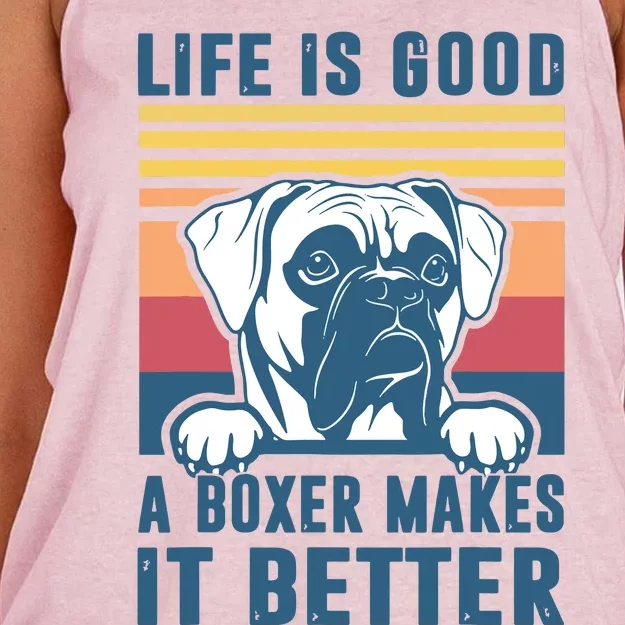 Boxer Dog Gifts For Men Women Boxer Dog Dad Mom Women's Knotted Racerback Tank