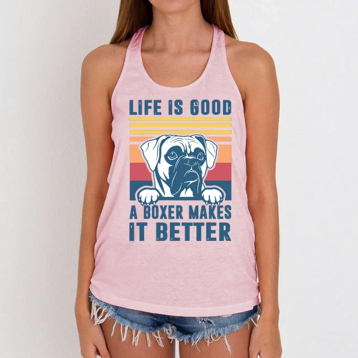 Boxer Dog Gifts For Men Women Boxer Dog Dad Mom Women's Knotted Racerback Tank