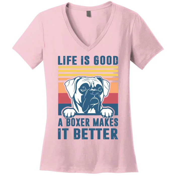 Boxer Dog Gifts For Men Women Boxer Dog Dad Mom Women's V-Neck T-Shirt