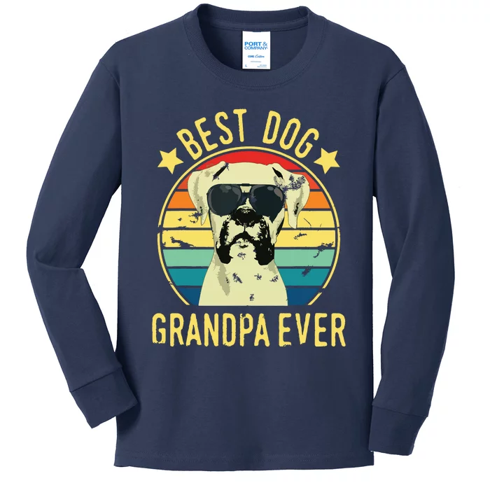 Best Dog Grandpa Ever Boxer Fathers Day Kids Long Sleeve Shirt