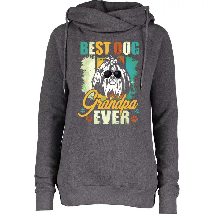 Best Dog Grandpa Ever Shih Tzu Fathers Day Gift Womens Funnel Neck Pullover Hood