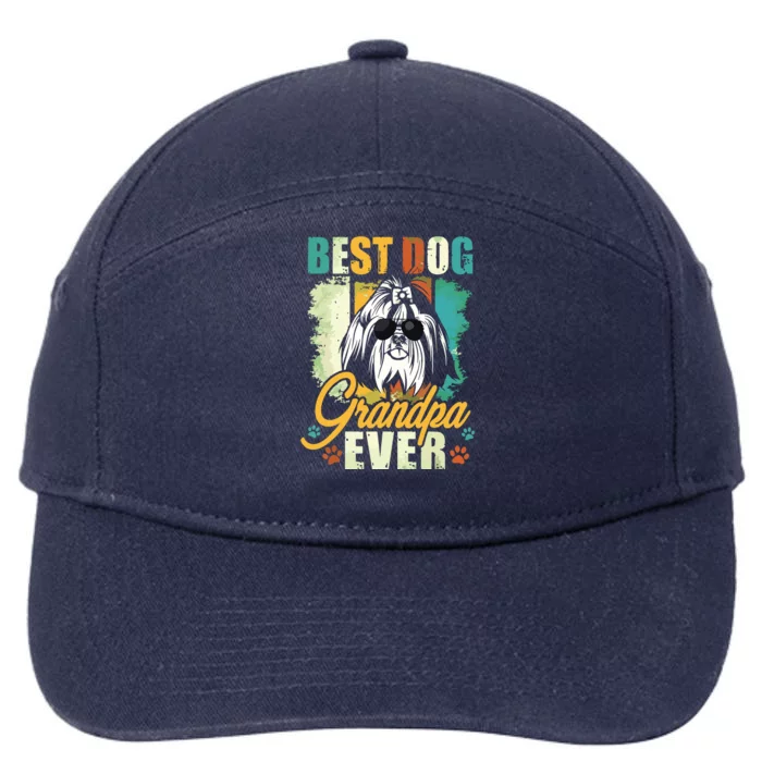 Best Dog Grandpa Ever Shih Tzu Fathers Day Gift 7-Panel Snapback Hat