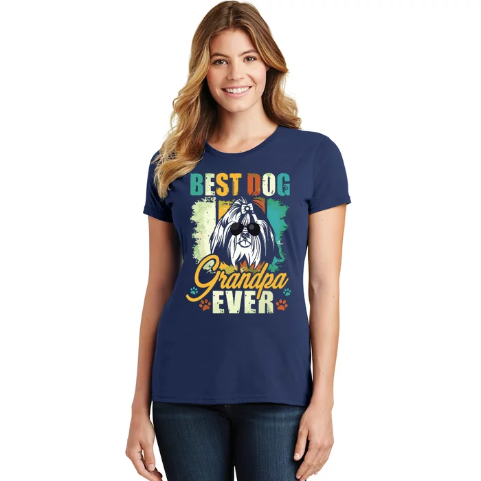 Best Dog Grandpa Ever Shih Tzu Fathers Day Gift Women's T-Shirt