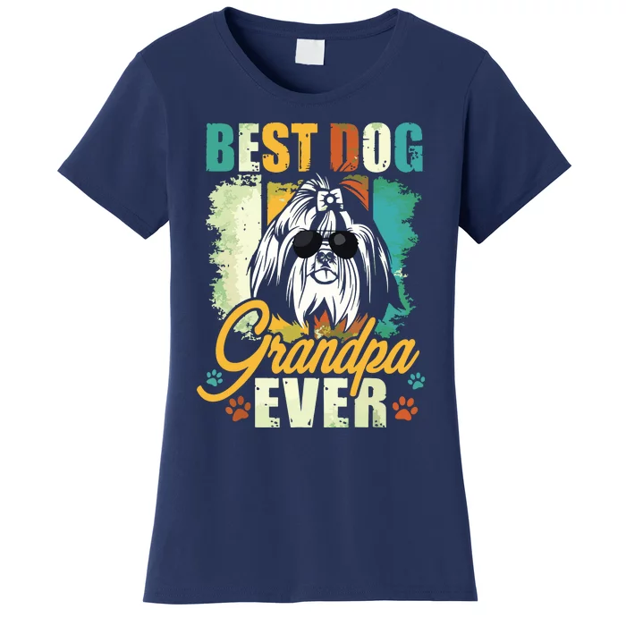 Best Dog Grandpa Ever Shih Tzu Fathers Day Gift Women's T-Shirt