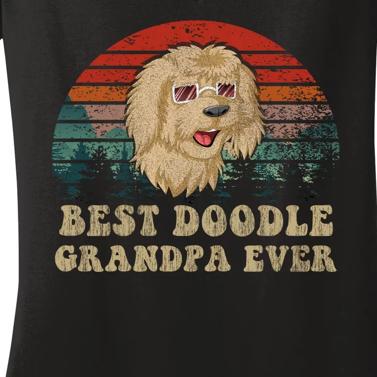 Best Doodle Grandpa Ever Women's V-Neck T-Shirt