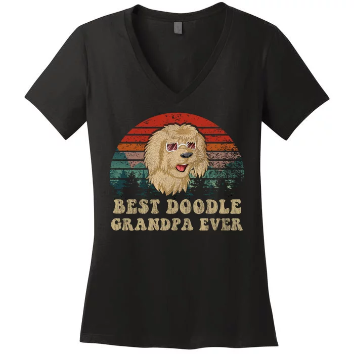 Best Doodle Grandpa Ever Women's V-Neck T-Shirt