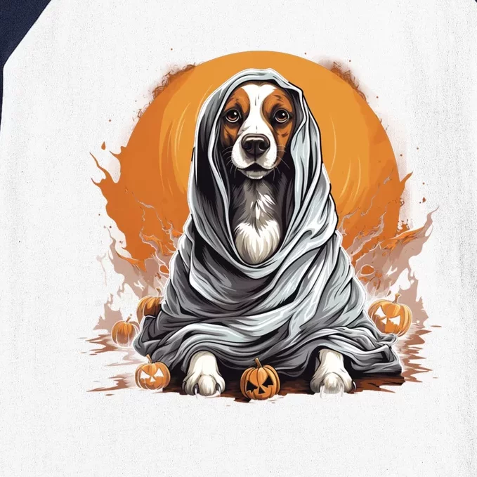 Beagle Dog Ghost Funny Halloween Pumpkin For Dog Lovers Gift Baseball Sleeve Shirt