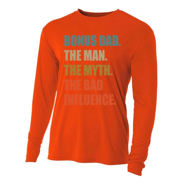 Bonus Dad Gift For Fathers Day Retro Christmas Stepdad Gift Cooling Performance Long Sleeve Crew