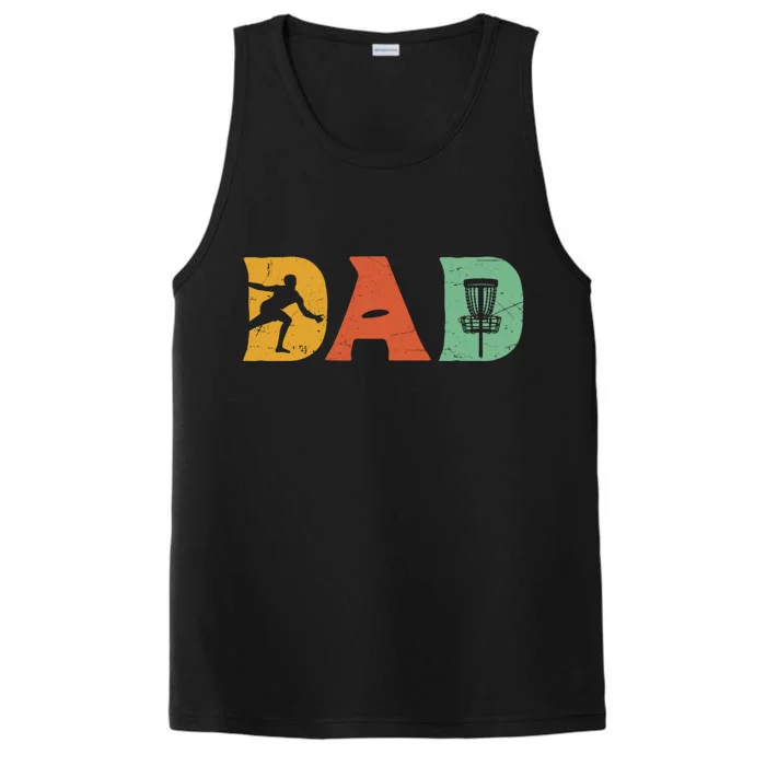 Best Disc Golf Dad Retro Fathers Day For Men Dad Sports Performance Tank